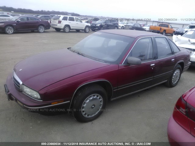 2G4WB54TXP1481956 - 1993 BUICK REGAL CUSTOM RED photo 2