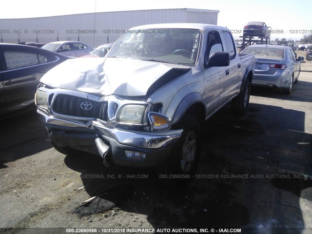 5TEGN92N12Z041138 - 2002 TOYOTA TACOMA DOUBLE CAB PRERUNNER SILVER photo 2