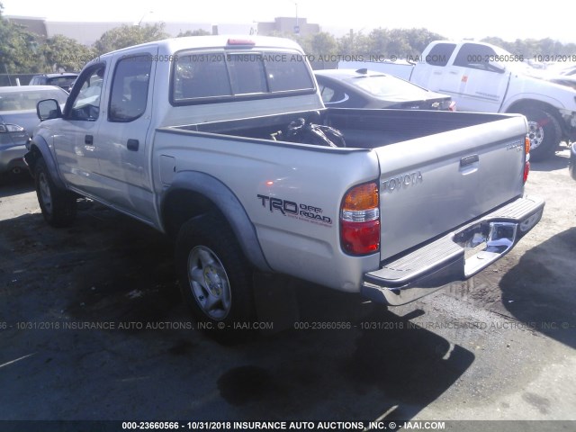 5TEGN92N12Z041138 - 2002 TOYOTA TACOMA DOUBLE CAB PRERUNNER SILVER photo 3