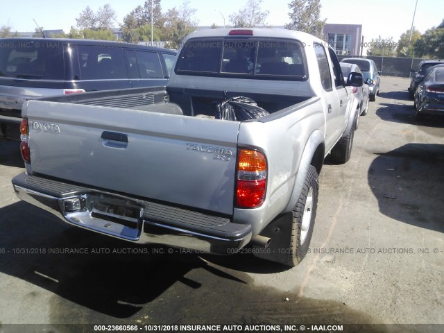 5TEGN92N12Z041138 - 2002 TOYOTA TACOMA DOUBLE CAB PRERUNNER SILVER photo 4