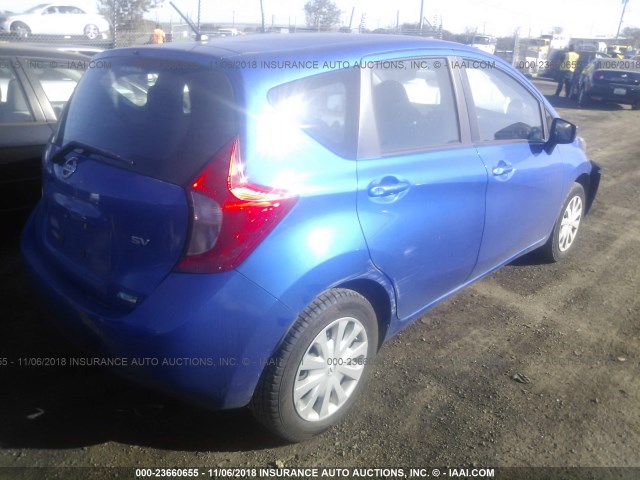 3N1CE2CP9FL401824 - 2015 NISSAN VERSA NOTE S/S PLUS/SV/SL/SR BLUE photo 4