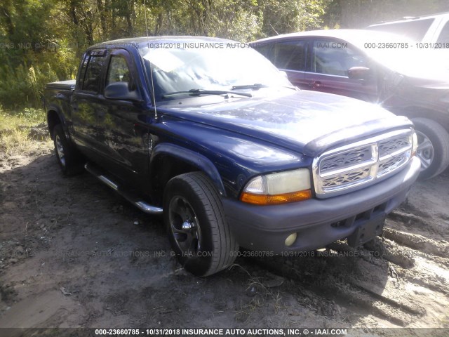 1D7HL38N94S768992 - 2004 DODGE DAKOTA QUAD SPORT Navy photo 1