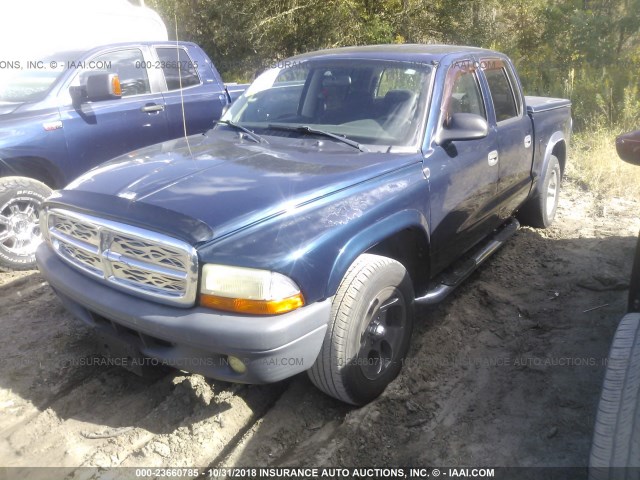 1D7HL38N94S768992 - 2004 DODGE DAKOTA QUAD SPORT Navy photo 2