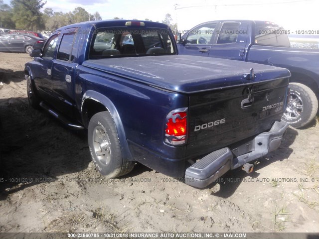 1D7HL38N94S768992 - 2004 DODGE DAKOTA QUAD SPORT Navy photo 3