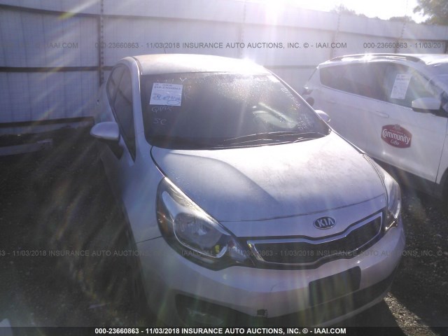 KNADN4A30E6325512 - 2014 KIA RIO EX SILVER photo 1