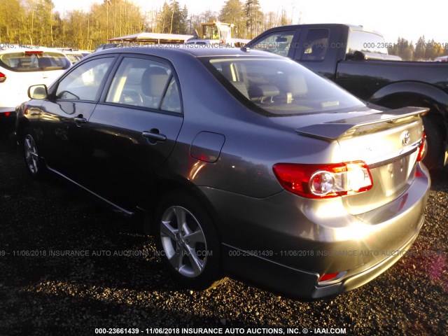 2T1BU4EE2BC724953 - 2011 TOYOTA COROLLA S/LE GRAY photo 3