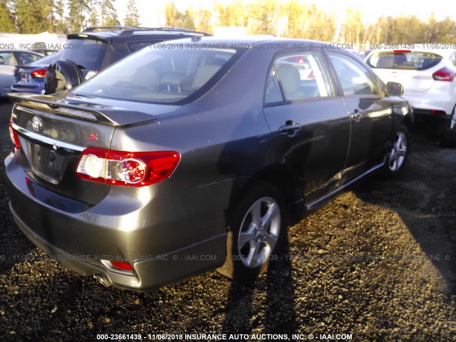 2T1BU4EE2BC724953 - 2011 TOYOTA COROLLA S/LE GRAY photo 4