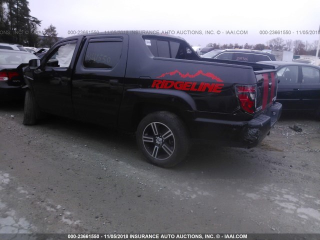 5FPYK1F78DB017358 - 2013 HONDA RIDGELINE SPORT BLACK photo 3