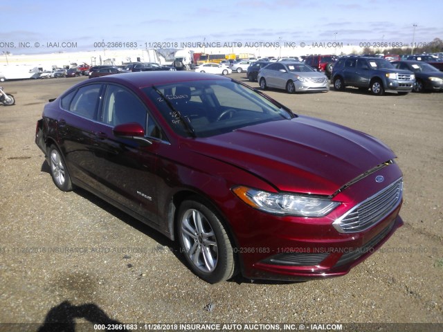 3FA6P0LU7JR208694 - 2018 FORD FUSION SE HYBRID RED photo 1