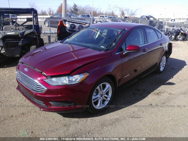 3FA6P0LU7JR208694 - 2018 FORD FUSION SE HYBRID RED photo 2