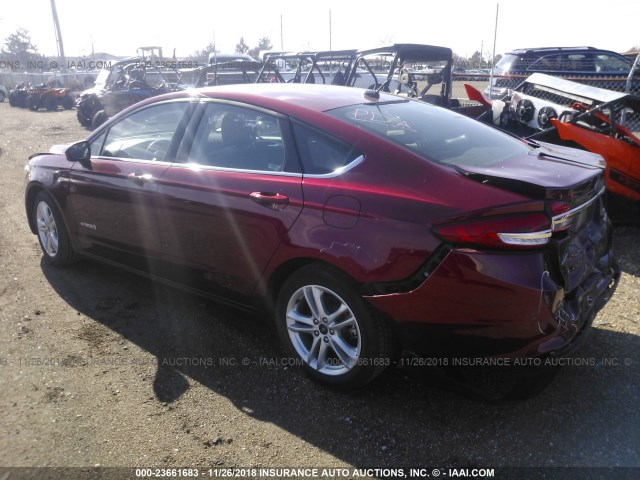 3FA6P0LU7JR208694 - 2018 FORD FUSION SE HYBRID RED photo 3