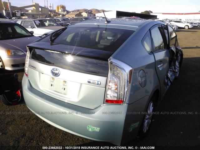 JTDKN3DP7D3041538 - 2013 TOYOTA PRIUS PLUG-IN  Light Blue photo 4