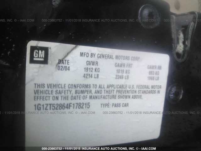 1G1ZT52864F178215 - 2004 CHEVROLET MALIBU LS 蓝色 照片 9