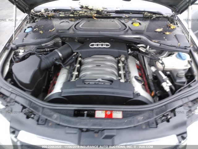 WAUML44EX4N014533 - 2004 AUDI A8 L QUATTRO GRAY photo 10