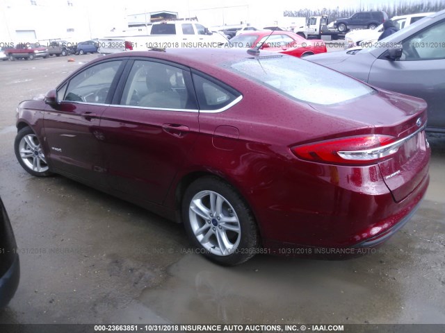 3FA6P0LU4JR141469 - 2018 FORD FUSION SE HYBRID RED photo 3