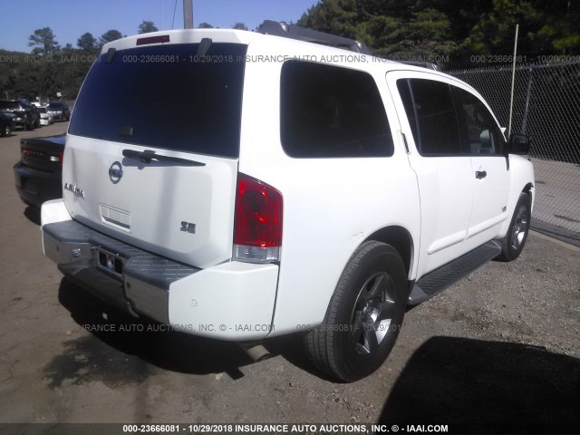 5N1AA08A45N701094 - 2005 NISSAN ARMADA SE/LE WHITE photo 4