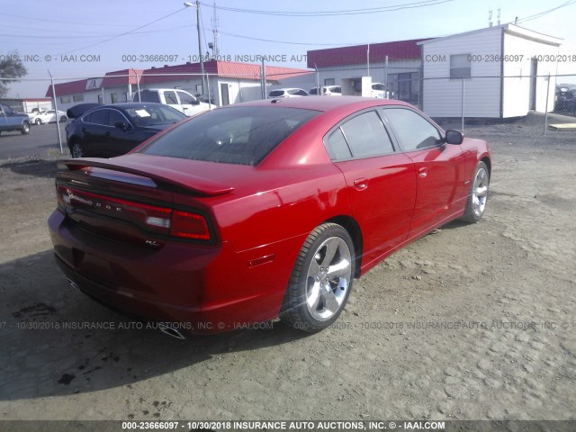 2C3CDXCT2CH199041 - 2012 DODGE CHARGER R/T RED photo 4