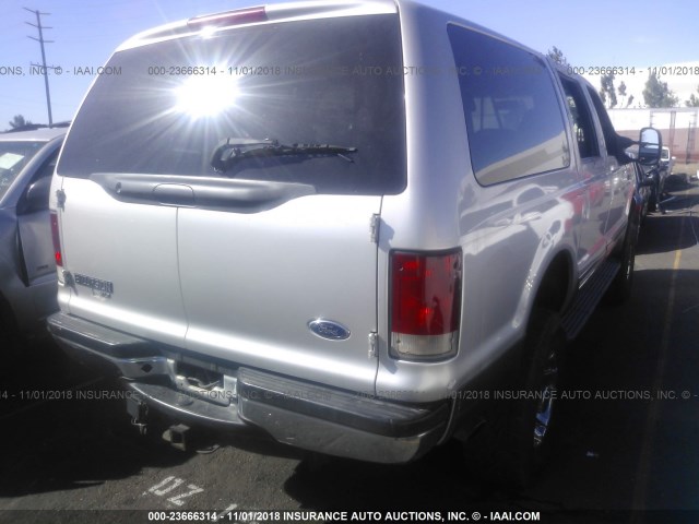 1FMNU41L02EB46295 - 2002 FORD EXCURSION XLT SILVER photo 4