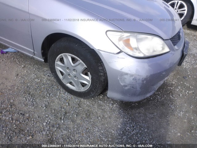 1HGEM221X5L071323 - 2005 HONDA CIVIC DX VP SILVER photo 6