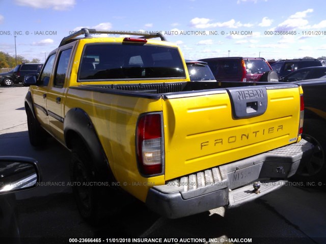 1N6ED27T01C365409 - 2001 NISSAN FRONTIER CREW CAB XE/CREW CAB SE YELLOW photo 3