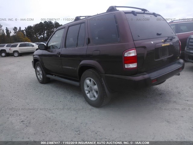 JN8AR07Y4YW430696 - 2000 NISSAN PATHFINDER LE/SE/XE BURGUNDY photo 3