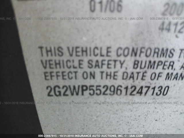 2G2WP552961247130 - 2006 PONTIAC GRAND PRIX Սև լուսանկար 9