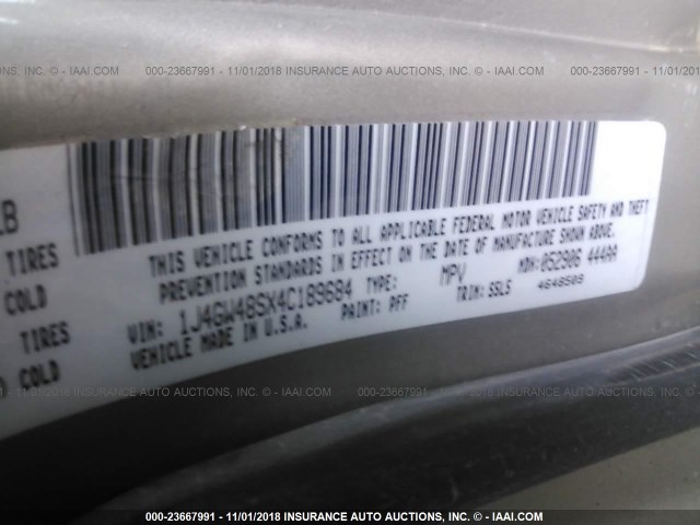 1J4GW48SX4C189684 - 2004 JEEP GRAND CHEROKEE LAREDO/COLUMBIA/FREEDOM 棕色 照片 9