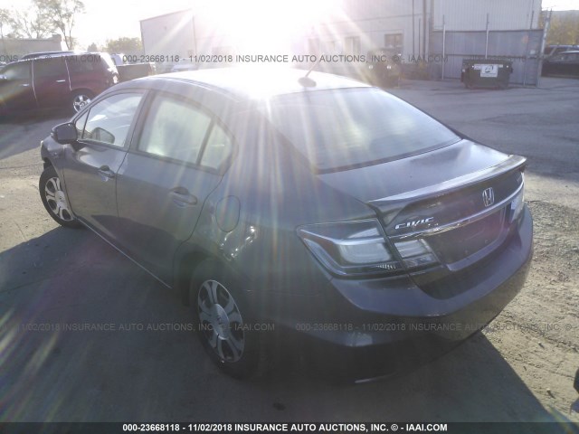 19XFB4F37DE001673 - 2013 HONDA CIVIC HYBRID L GRAY photo 3