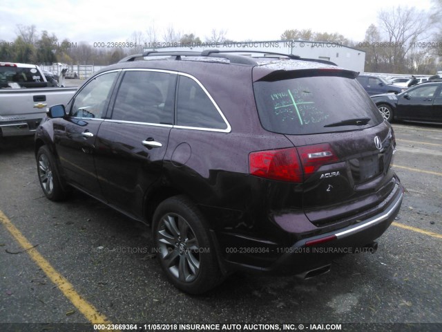 2HNYD2H54AH519255 - 2010 ACURA MDX ADVANCE PURPLE photo 3