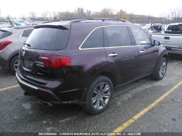 2HNYD2H54AH519255 - 2010 ACURA MDX ADVANCE PURPLE photo 4