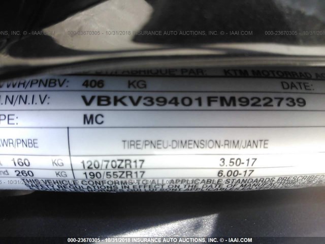 VBKV39401FM922739 - 2015 KTM 1290 SUPER DUKE R BLACK photo 10