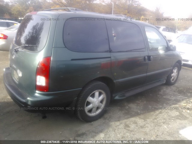 4N2ZN16TX1D831433 - 2001 NISSAN QUEST SE GREEN photo 4