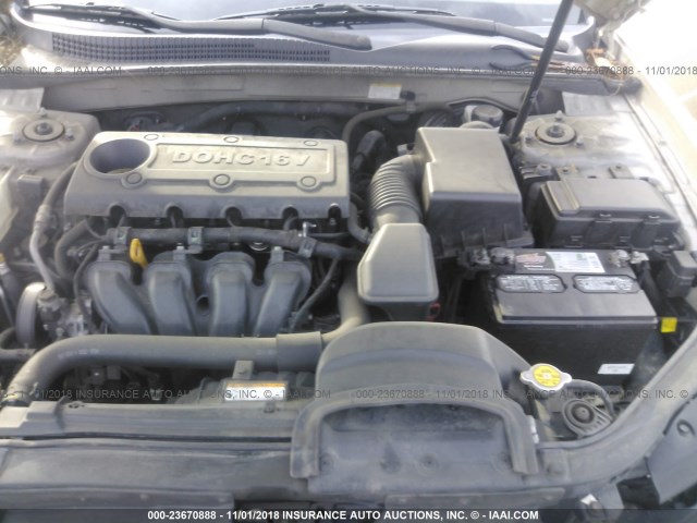 5NPET46C39H522384 - 2009 HYUNDAI SONATA GLS GOLD photo 10