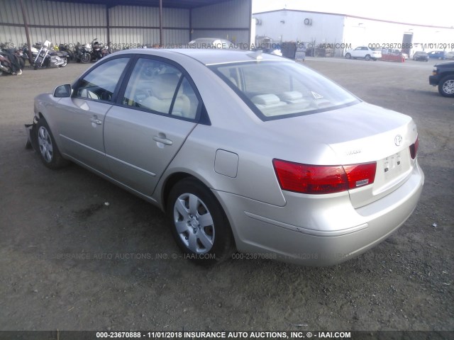 5NPET46C39H522384 - 2009 HYUNDAI SONATA GLS GOLD photo 3