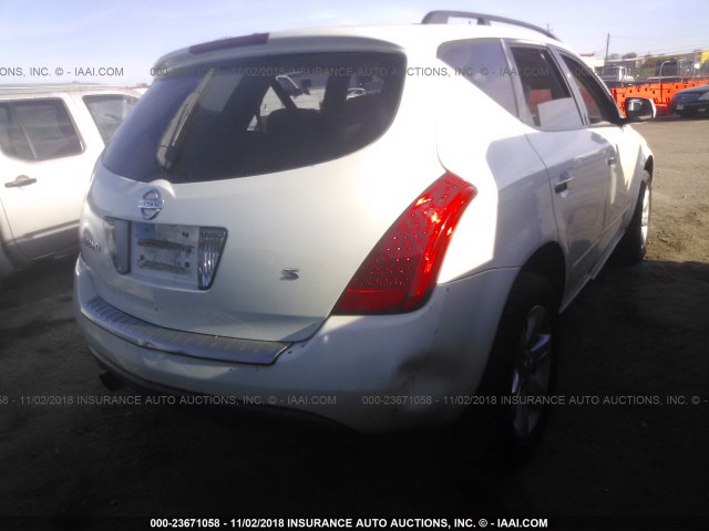 JN8AZ08T46W405149 - 2006 NISSAN MURANO SL/SE/S WHITE photo 4