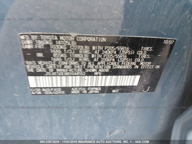 JTLKE50E881044552 - 2008 TOYOTA SCION XB Mavi foto 9