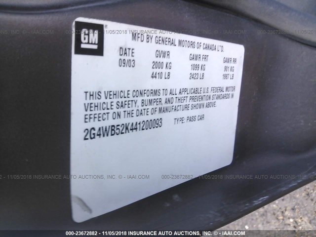 2G4WB52K441200093 - 2004 BUICK REGAL LS 棕色 照片 9