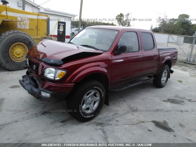 5TEGN92N92Z079006 - 2002 TOYOTA TACOMA DOUBLE CAB PRERUNNER RED photo 2