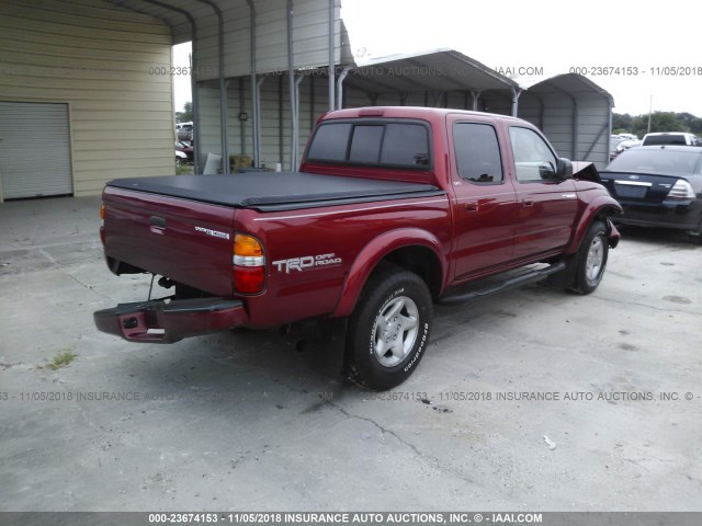5TEGN92N92Z079006 - 2002 TOYOTA TACOMA DOUBLE CAB PRERUNNER RED photo 4
