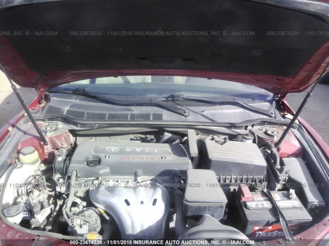 4T4BE46K59R111645 - 2009 TOYOTA CAMRY SE/LE/XLE RED photo 10