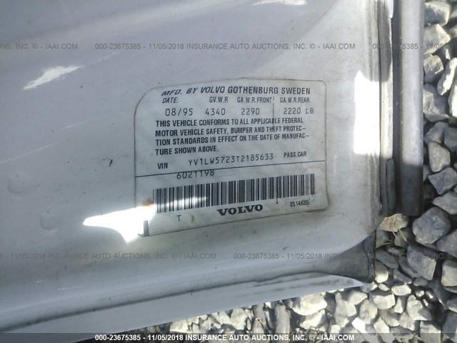 YV1LW5723T2185633 - 1996 VOLVO 850 白色 照片 9