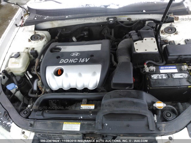 5NPET46C36H059612 - 2006 HYUNDAI SONATA GL WHITE photo 10