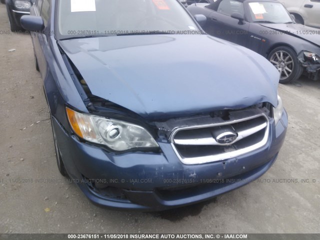 4S3BL616087205200 - 2008 SUBARU LEGACY 2.5I BLUE photo 6