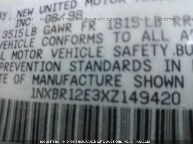 1NXBR12E3XZ149420 - 1999 TOYOTA COROLLA VE/CE/LE 棕色 照片 9