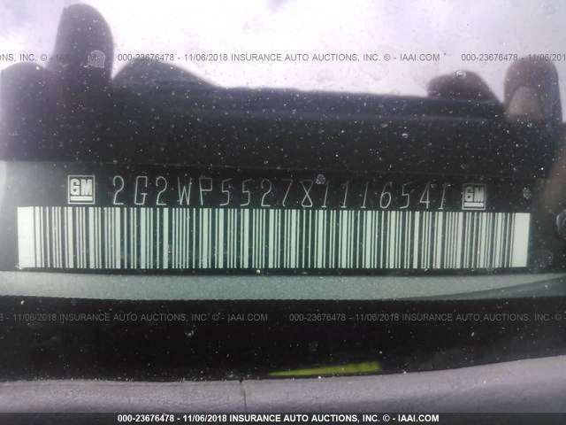 2G2WP552781116541 - 2008 PONTIAC GRAND PRIX ვერცხლისფერი ფოტო 9