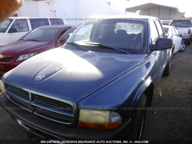 1B7HL38N42S705371 - 2002 DODGE DAKOTA QUAD SPORT/QUAD R/T BLUE photo 2