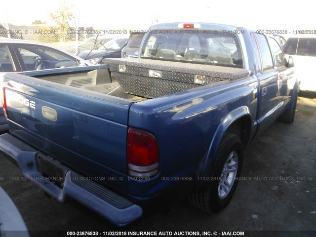 1B7HL38N42S705371 - 2002 DODGE DAKOTA QUAD SPORT/QUAD R/T BLUE photo 4