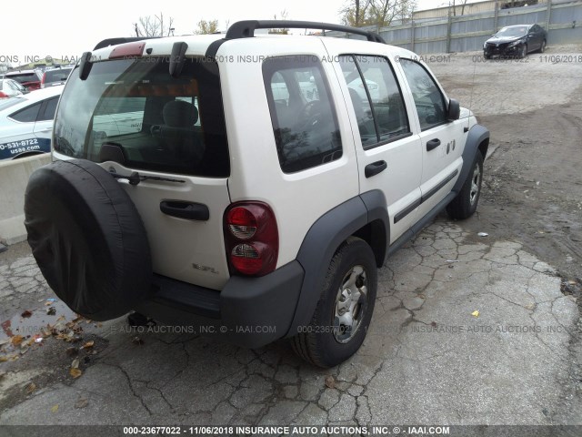 1J4GL48K77W543222 - 2007 JEEP LIBERTY SPORT WHITE photo 4