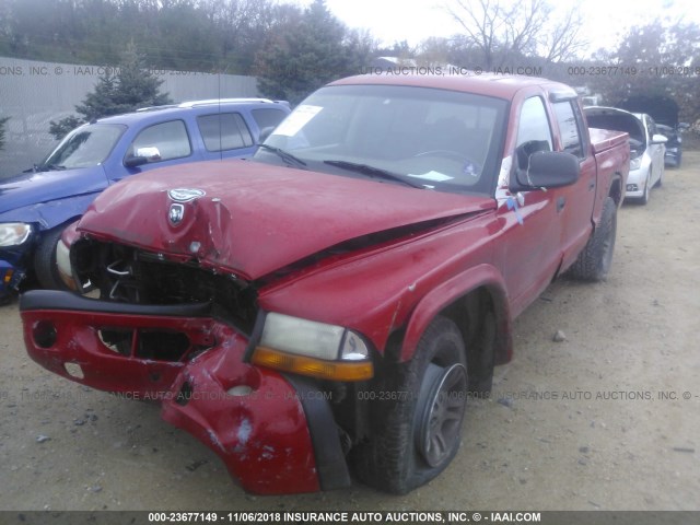 1B7GG2AN91S156415 - 2001 DODGE DAKOTA QUAD RED photo 2