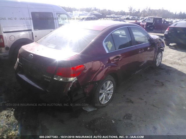 4S3BMBC6XC3034930 - 2012 SUBARU LEGACY 2.5I PREMIUM MAROON photo 4